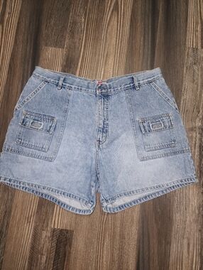 Juniors Arizona Denim Jean Shorts Size 15 90s Light Wash Deep Pockets Retro